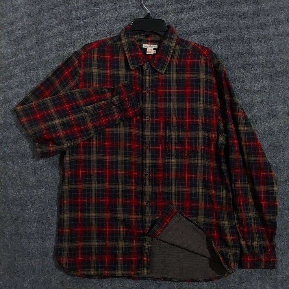 Carbon2cobalt Shirt Mens Medium Red Plaid‎ Flannel Light Weight Lined